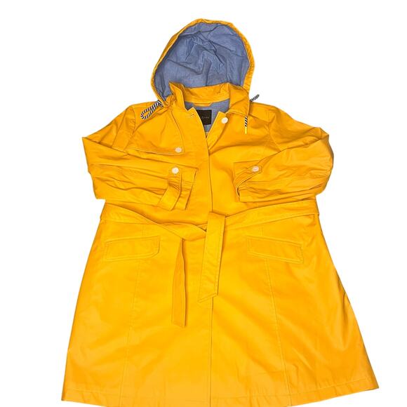 Talbots Yellow Long Hooded Trench Coat 3X - Picture 5 of 9